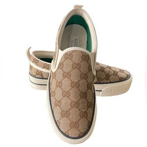 Gucci Women's Tennis 1977 Slip-On Sneakers Beige/Ebony Size 7.5